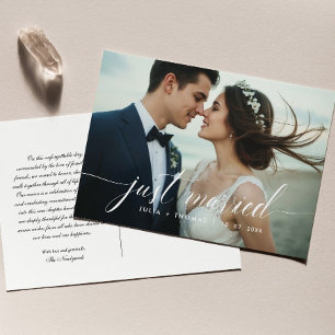 Just Married Wedding Folded Announcement Postcard