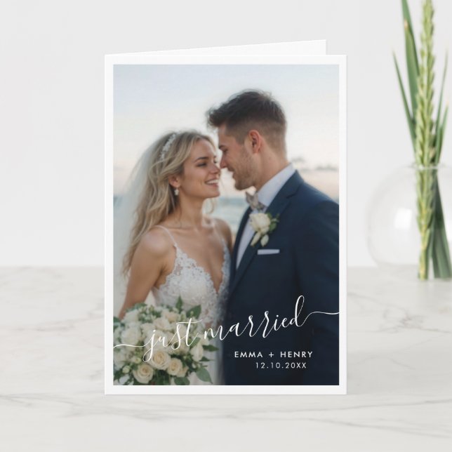 Just Married Wedding Folded Photo Announcement (Front)