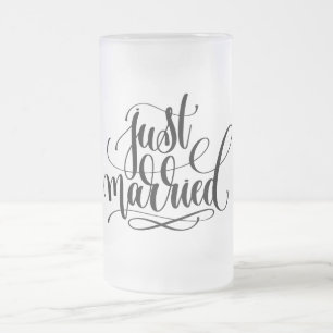 Just Married Wedding Frosted Glass Beer Mug