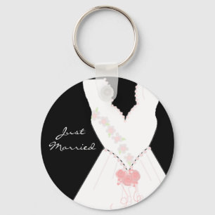 Just Married Wedding Gown Key Ring