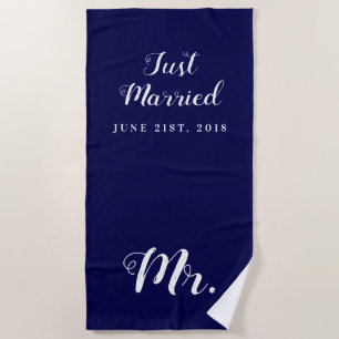 Just Married Wedding Honeymoon Beach Towel