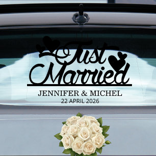 Just Married Wedding Minimalist Newlywed Car Window Cling