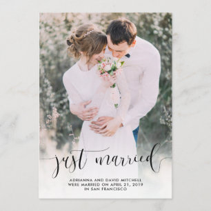 Just Married   Wedding Photo Elopement Announcement