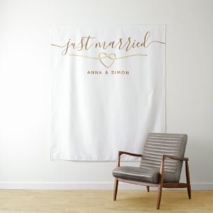 Just Married Wedding Photo Prop Tapestry