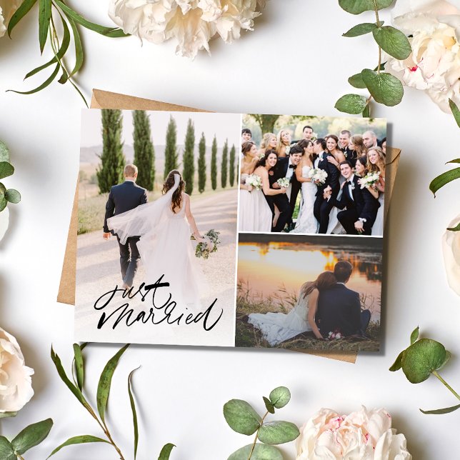 Just Married Wedding Photo Thank You Postcard (Just Married Wedding Photo Thank You Postcard)