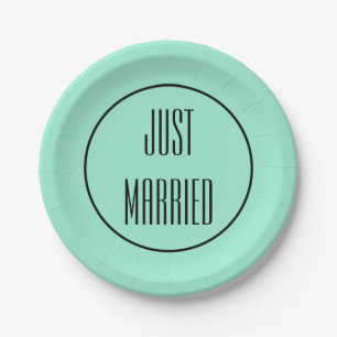 Just Married Wedding Reception Party Paper Plates
