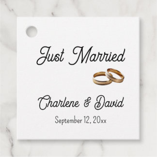 Just Married Weddings Rings Personalised Name Date Favour Tags