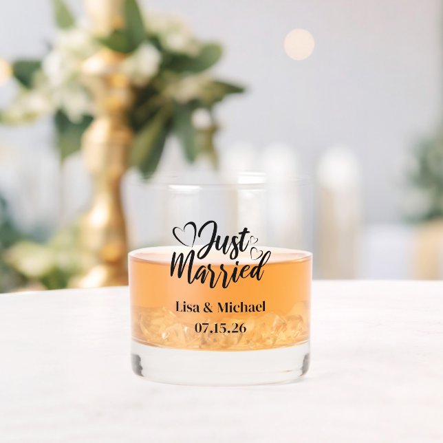 Just Married  Whiskey Glass (Insitu (Wedding))