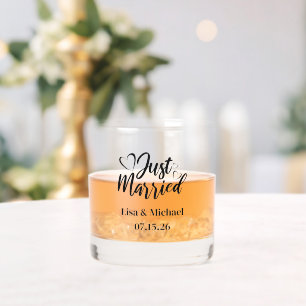 Just Married  Whiskey Glass