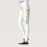Just Married White & Gold Faux Foil Yoga Pants<br><div class="desc">Just Married White & Gold Faux Foil Typography Yoga Pants. The Just Married Yoga Pants are perfect for working out on your Honeymoon Vacation.</div>