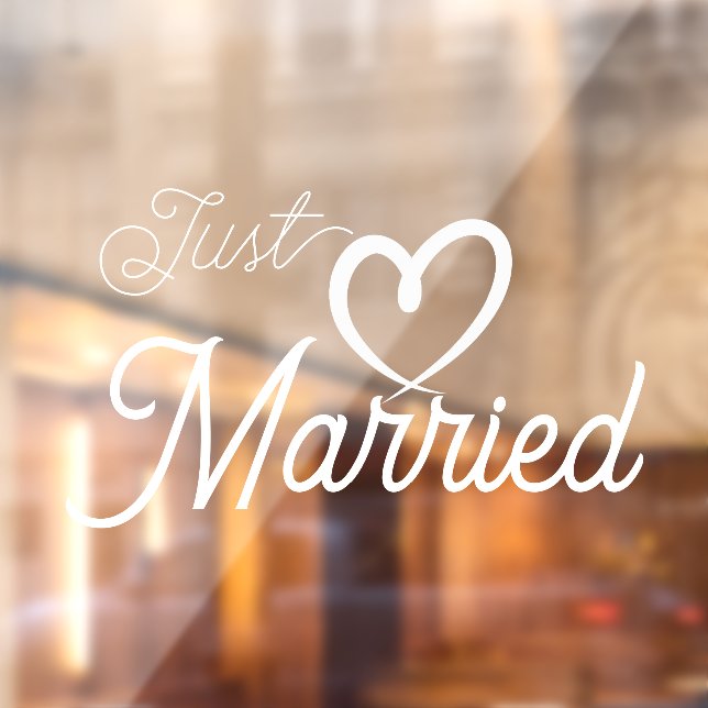 Just Married White Heart Window Cling (Sheet 2)