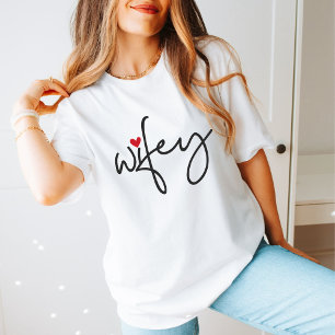 Just Married Wifey Modern Elegant simple Script T-Shirt