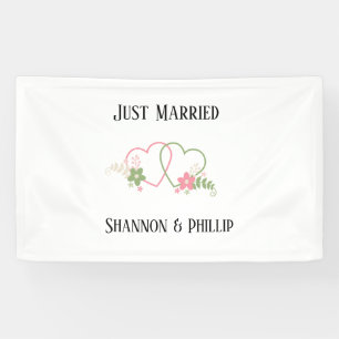 Just Married with Bride & Groom Names  Banner