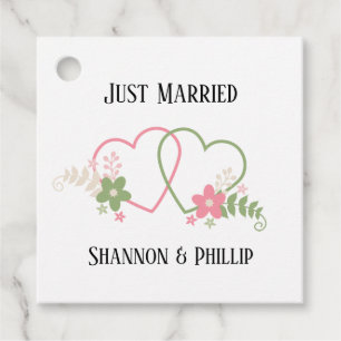 Just Married with Bride & Groom Names Favour Tags