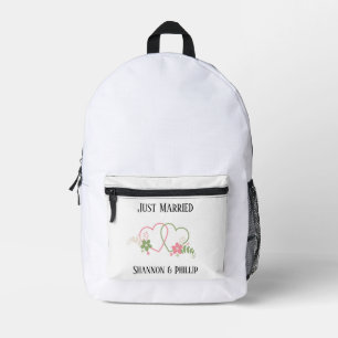 Just Married with Bride & Groom Names  Printed Backpack