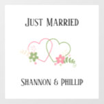 Just Married with Bride & Groom Names   Wall Decal<br><div class="desc">Great custom wedding wall decal for the bride and groom!</div>