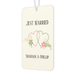 Just Married with Bride & Groom Names Wedding Date Car Air Freshener