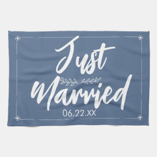 Just Married with Wedding Date Gift Kitchen Towel