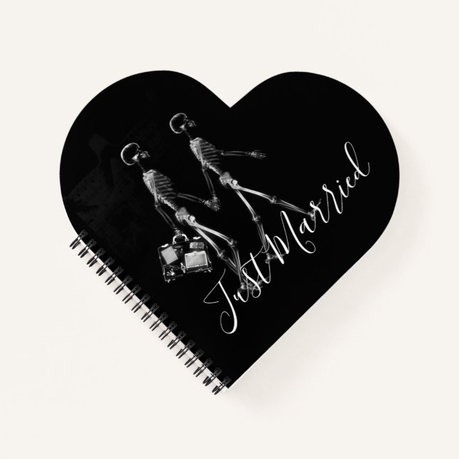 Just Married X-Ray Skeleton Honeymoon Couple Notebook (Front)