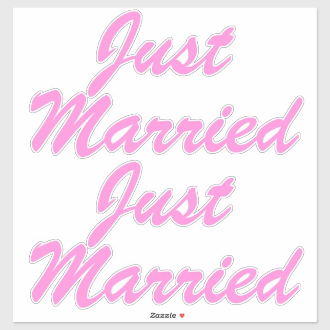 JUST MARRIED XL Car Stickers (2) - CARNATION PINK (Sheet)