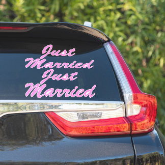 JUST MARRIED XL Car Stickers (2) - CARNATION PINK