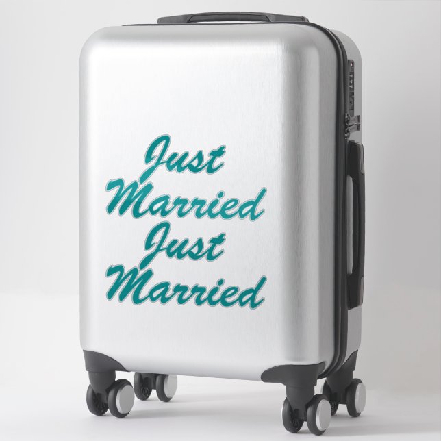JUST MARRIED XL Car Stickers (2) - TEAL (Suitcase)