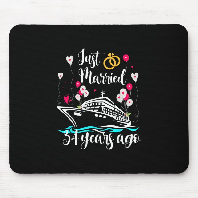 Just Married &#  Years Ago &# th Anniversary Cru Mouse Mat (Front)