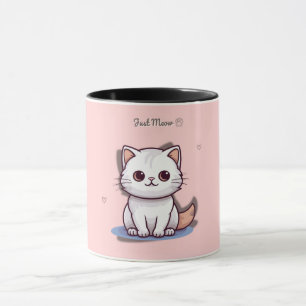 Just Meow Cute White Kitten Mug Pink Pastel