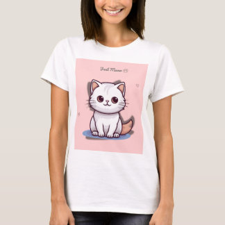 Just Meow Cute White Kitten T-Shirt | Pink Pastel 