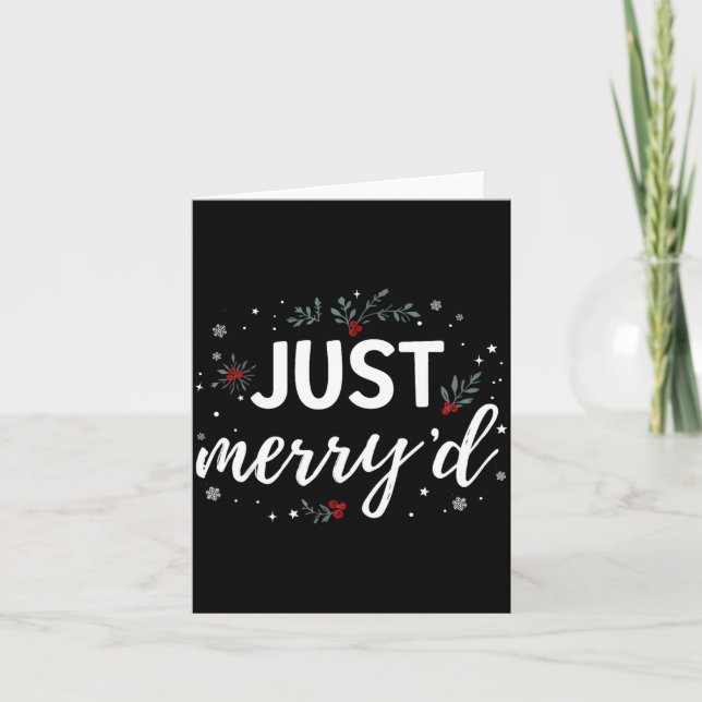 Just Merry'd Matching Christmas Wedding Party Marr Card (Front)