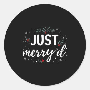 Just Merry'd Matching Christmas Wedding Party Marr Classic Round Sticker