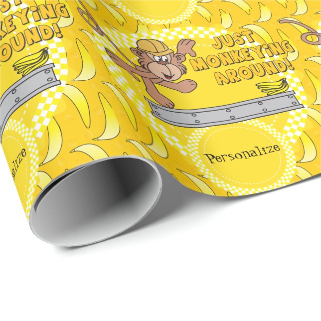 Just Monkeying Around Baby Shower Theme Wrapping Paper (Roll Corner)