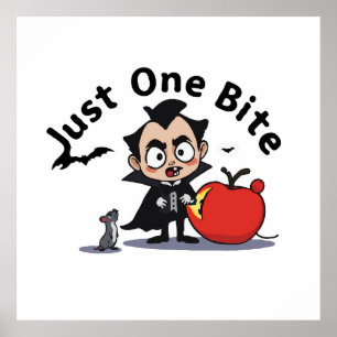 Just One Bite Vampire Halloween Art Poster