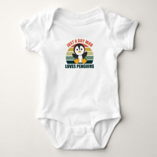 Just One boy Who Loves Penguins - Cute Penguin Baby Bodysuit
