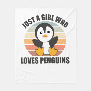 Just One Girl Who Loves Penguins - Cute Penguin Fleece Blanket