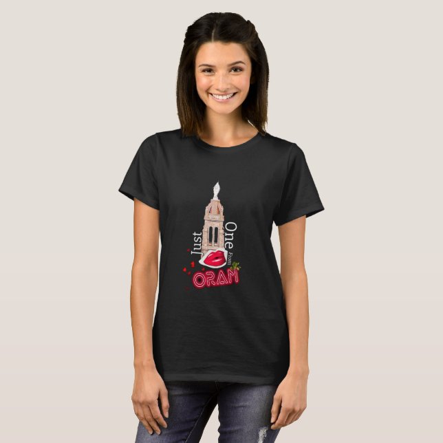 Just one kiss from Oran, Women Black T-Shirt (Front Full)
