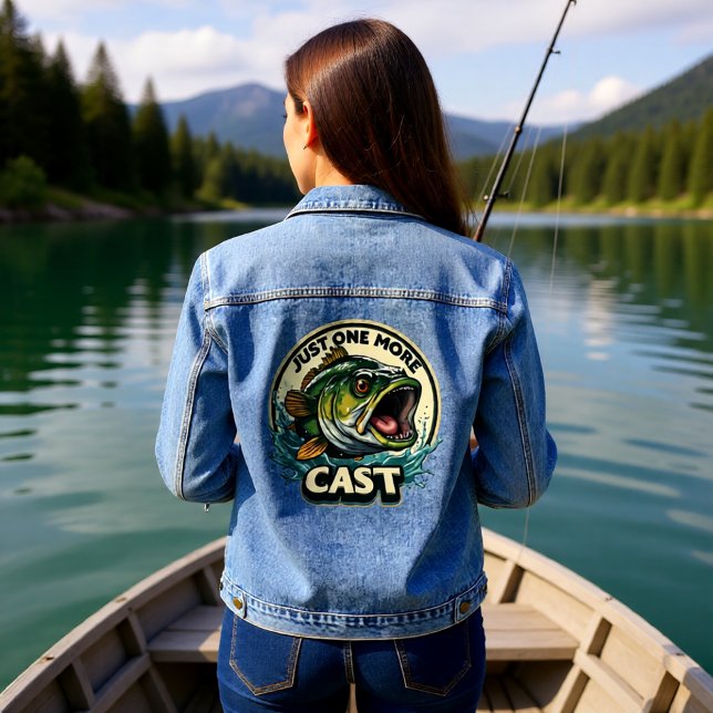 Just One More Cast Bass Fishing Denim Jacket (Creator Uploaded)
