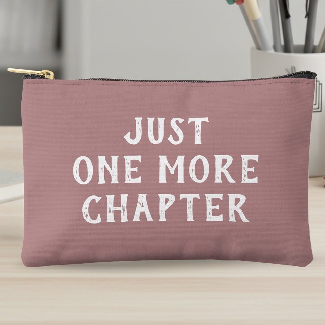 Just One More Chapter Book Lover Dusty Pink Stripe Accessory Pouch (Creator Uploaded)