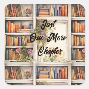 Just One More Chapter book lover Mug Square Sticker