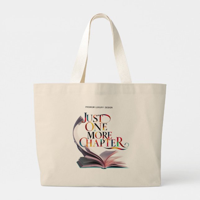 Just One More Chapter" Book Lover Tote Bag  (Back)