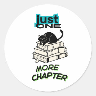 Just One More Chapter Cat Classic Round Sticker