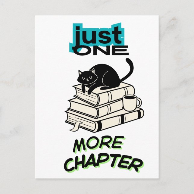 Just One More Chapter Cat Postcard (Front)