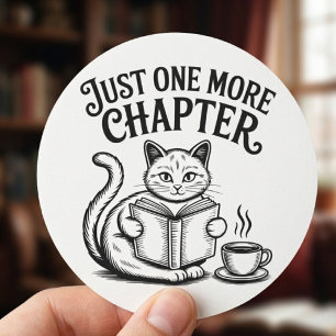 Just One More Chapter Cat Reading A Book Classic Round Sticker