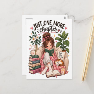 Just One More Chapter – Cosy Book Lover Reading Postcard