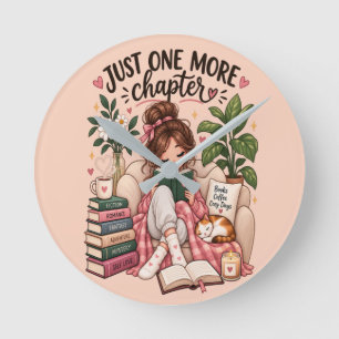 Just One More Chapter – Cosy Book Lover Round Clock