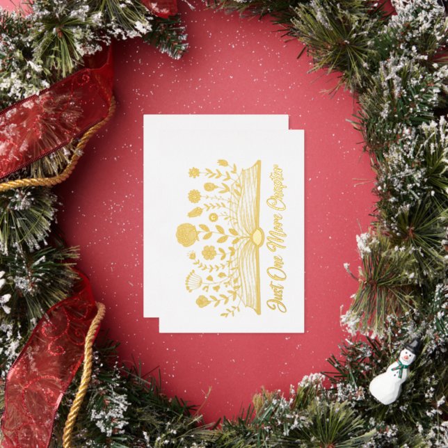 Just One More Chapter – Floral Book Lover Foil Holiday Card (Insitu)