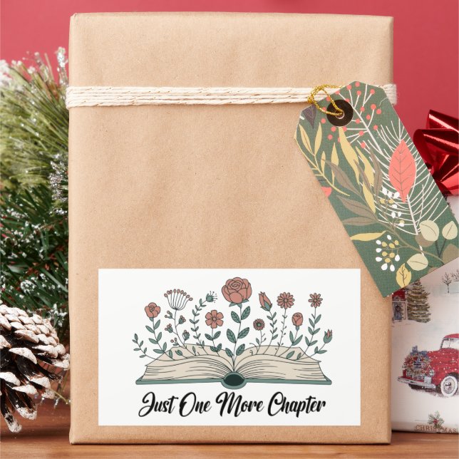 Just One More Chapter – Floral Book Lover Rectangular Sticker (Holiday)