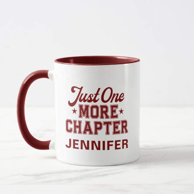 Just One More Chapter Mug Maroon Bookworm (Left)