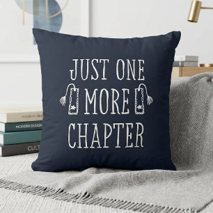 Just One More Chapter Navy Blue Book Lover Cushion