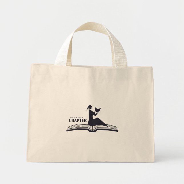 Just one more Chapter open book - Female Reading Mini Tote Bag (Front)
